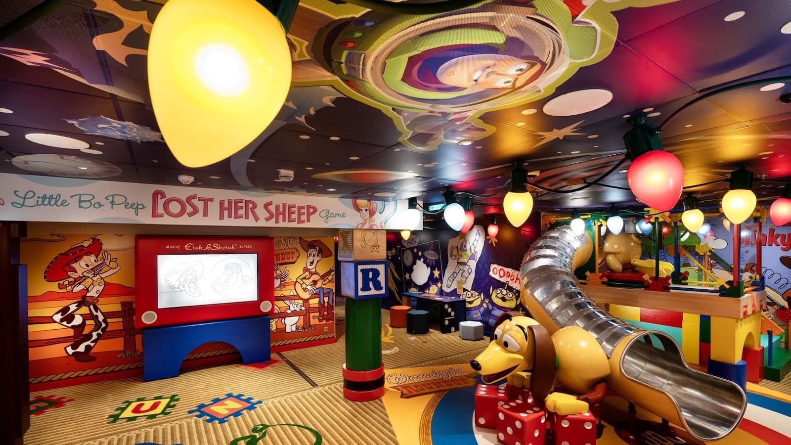 Andy’s Toy Box Toy Story themed kids play area on the Disney Adventure cruise ship
