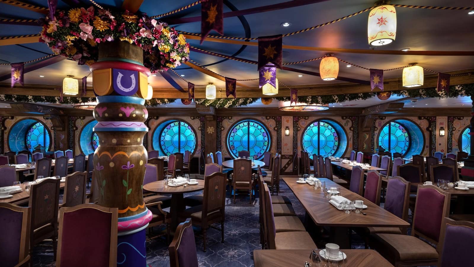 Themed restaurant dining experience aboard the Disney Adventure cruise ship