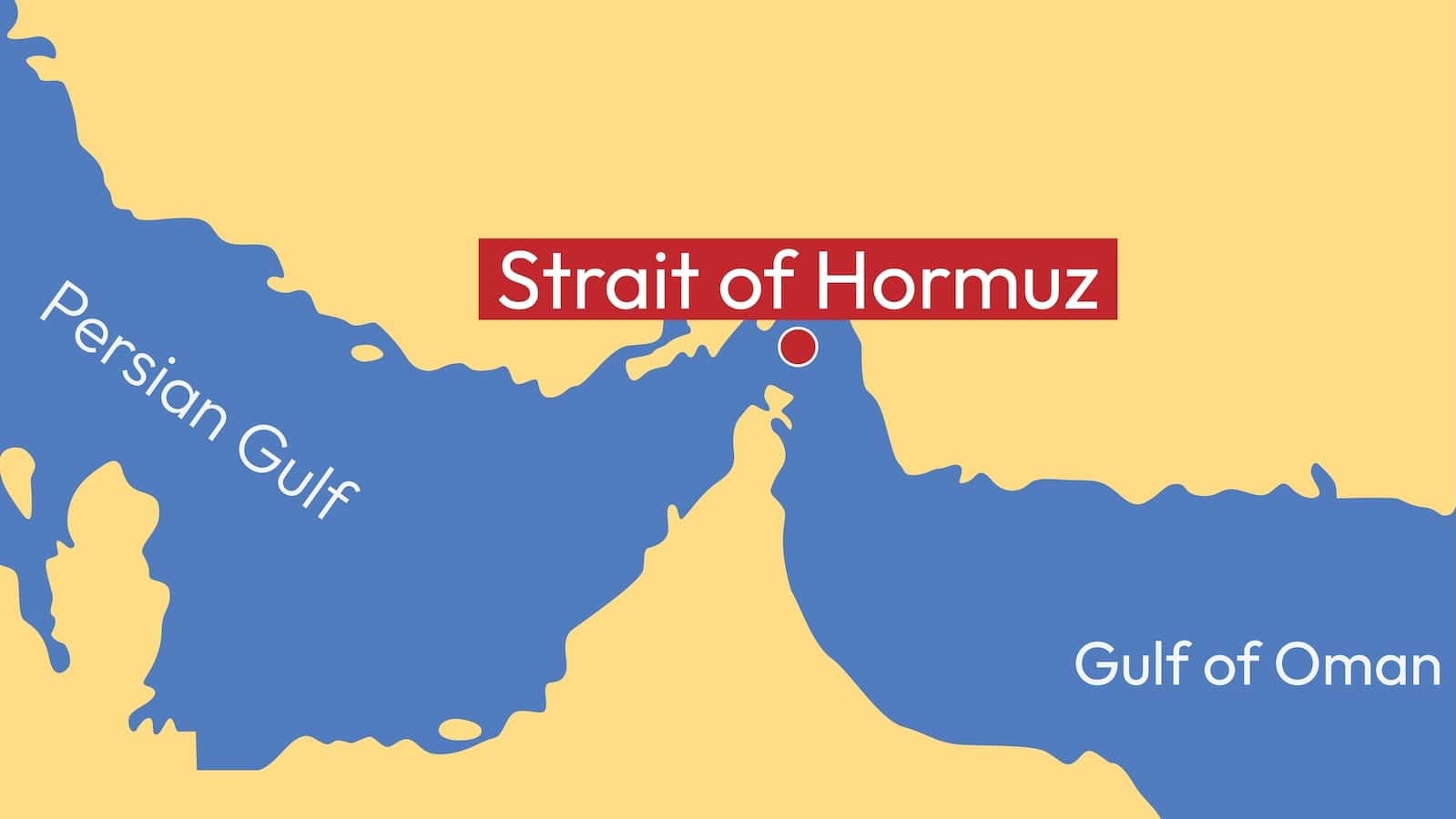 Map of the Strait of Hormuz between the Persian Gulf and Gulf of Oman