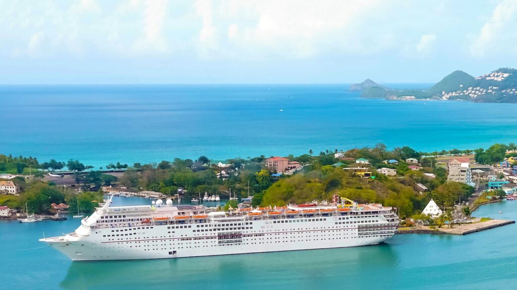 Cruise ship docked at a port destination