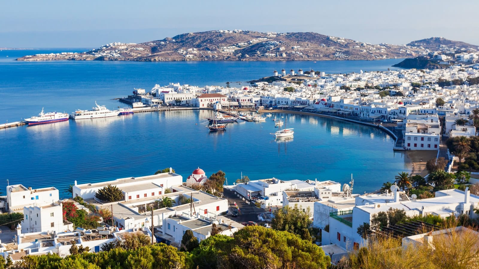 The old port of Mykonos in Greece