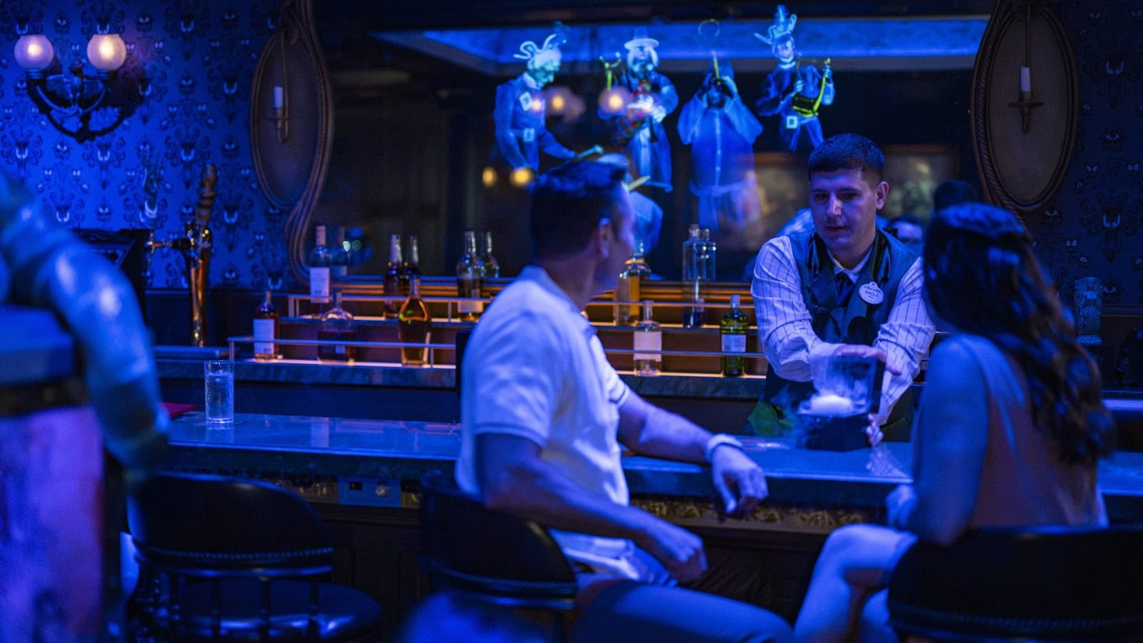 Haunted Mansion Parlor lounge on the lower public decks of the Disney Treasure