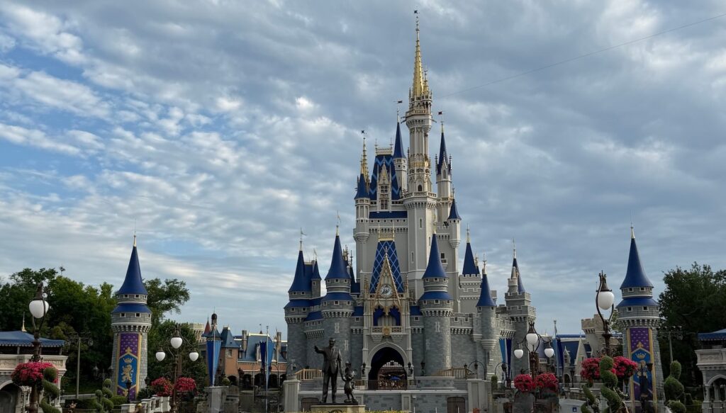 Magic Kingdom castle show on a clear day