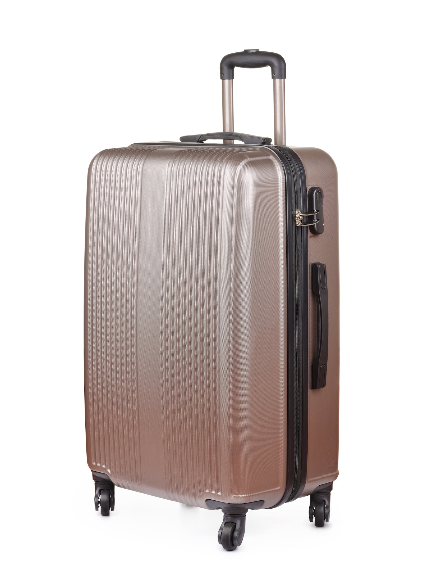A checked suitcase being weighed at the airport