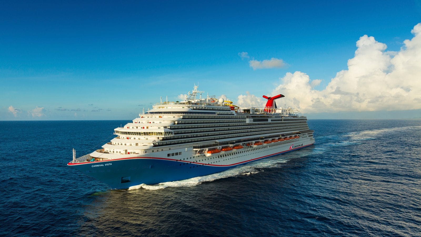 Carnival Vista cruise ship sailing on open ocean