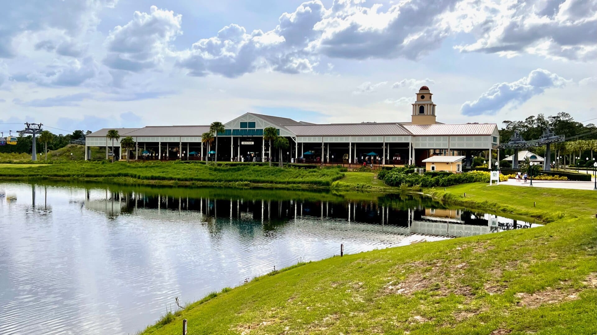 The Disney Skyliner gondola station at Disney's Caribbean Beach Resort