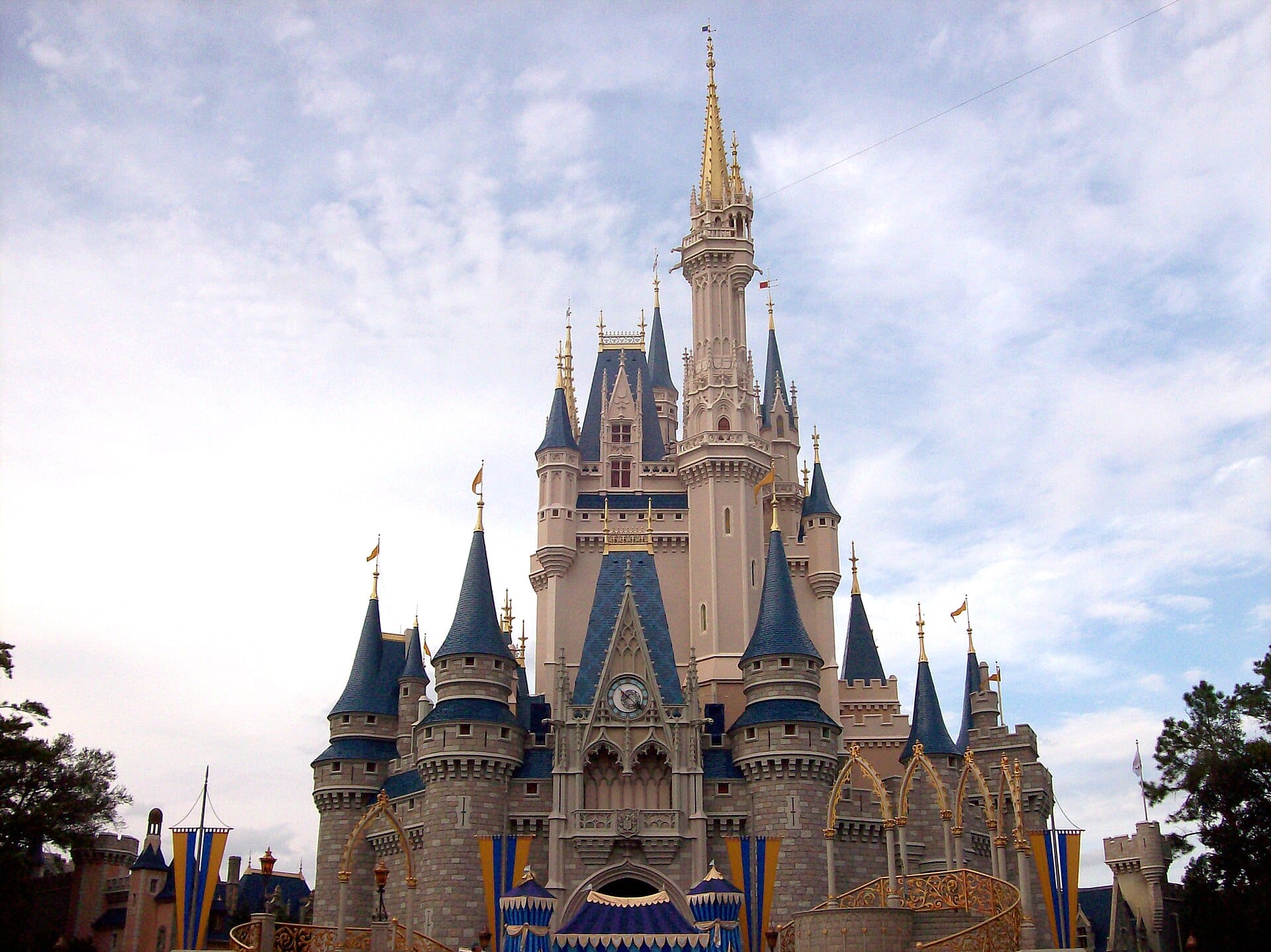 Cinderella Castle at Magic Kingdom, Walt Disney World, seen from Main Street on a clear day