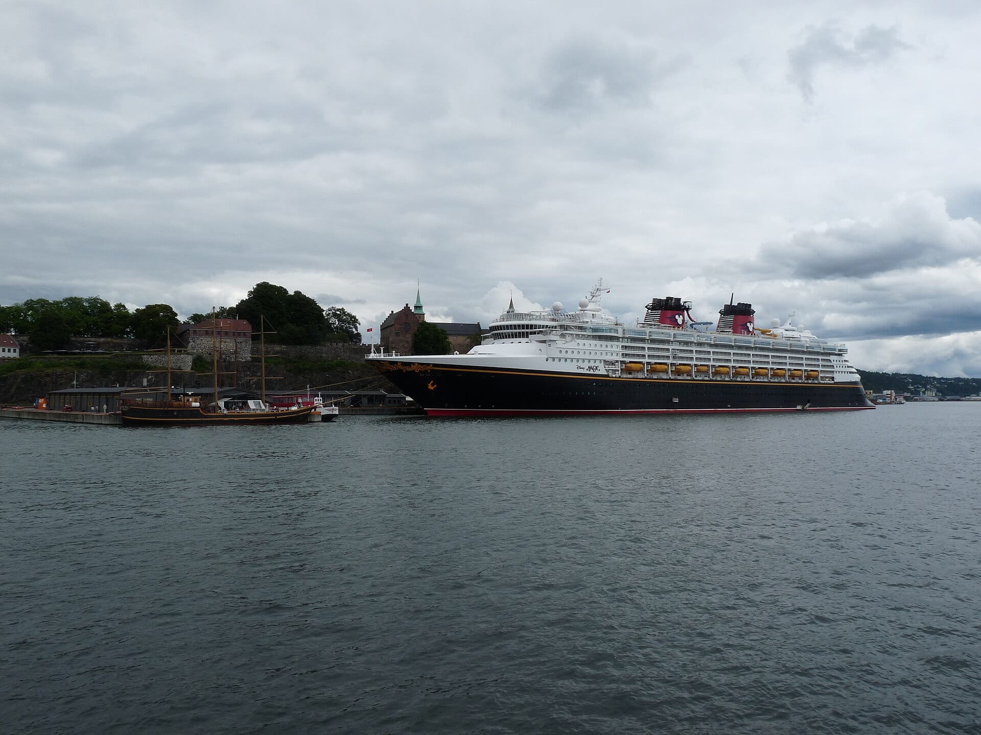 The Disney Magic cruise ship docked at Oslo