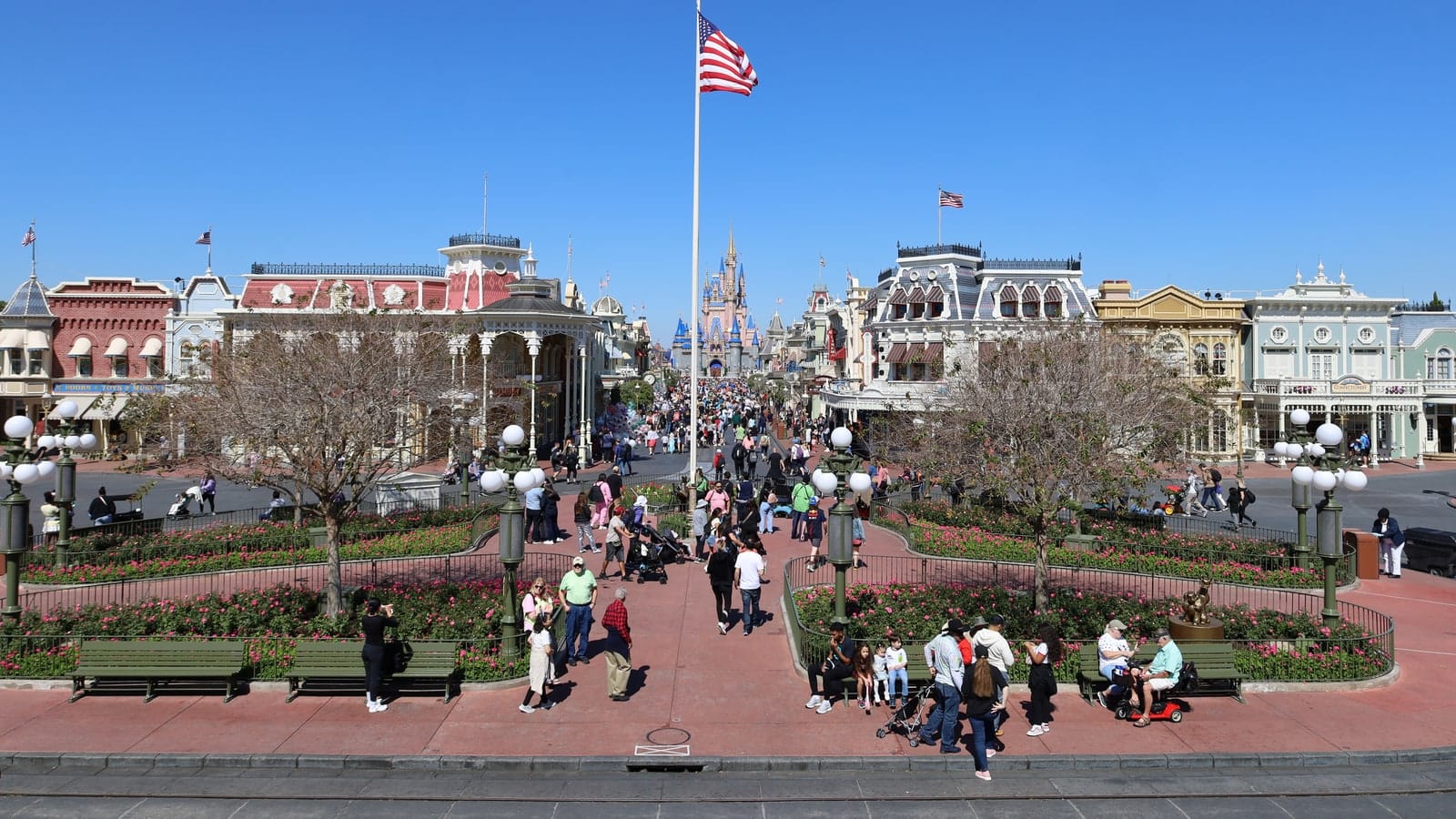 Main Street USA leading toward Cinderella Castle in Magic Kingdom