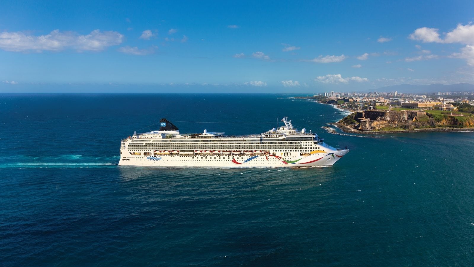Norwegian Dawn cruise ship departing port