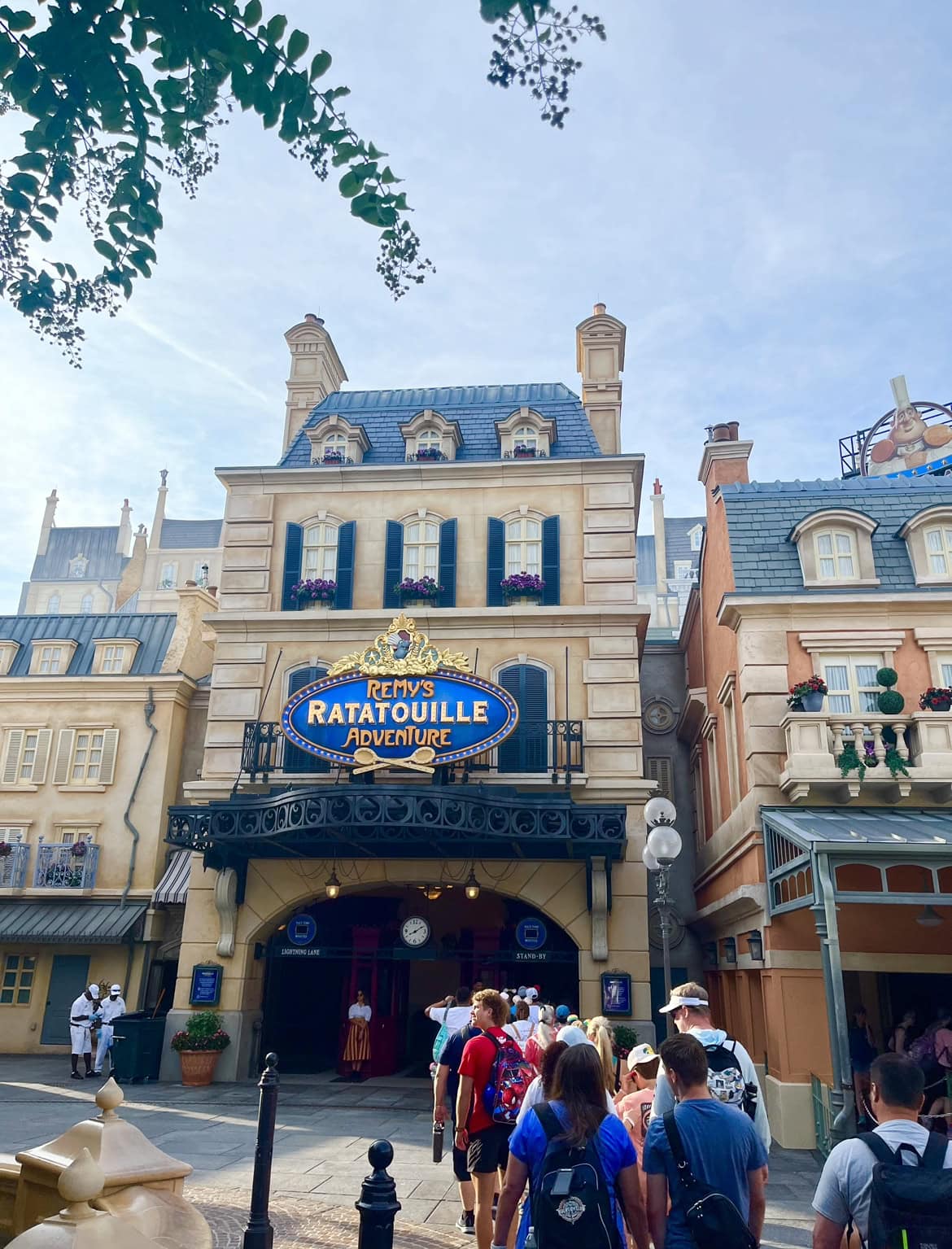 The exterior of Remy's Ratatouille Adventure in the France pavilion at Epcot