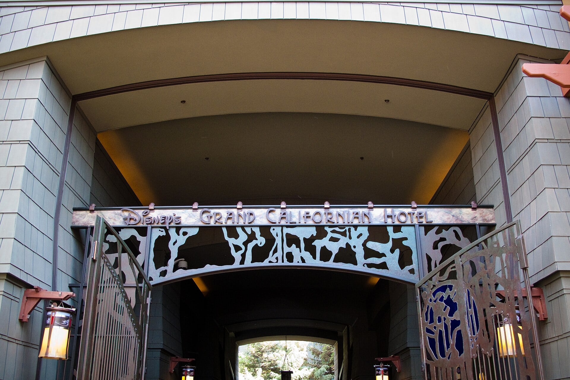 Disney's Grand Californian Hotel and Spa entrance at the Disneyland Resort, home of Storytellers Cafe