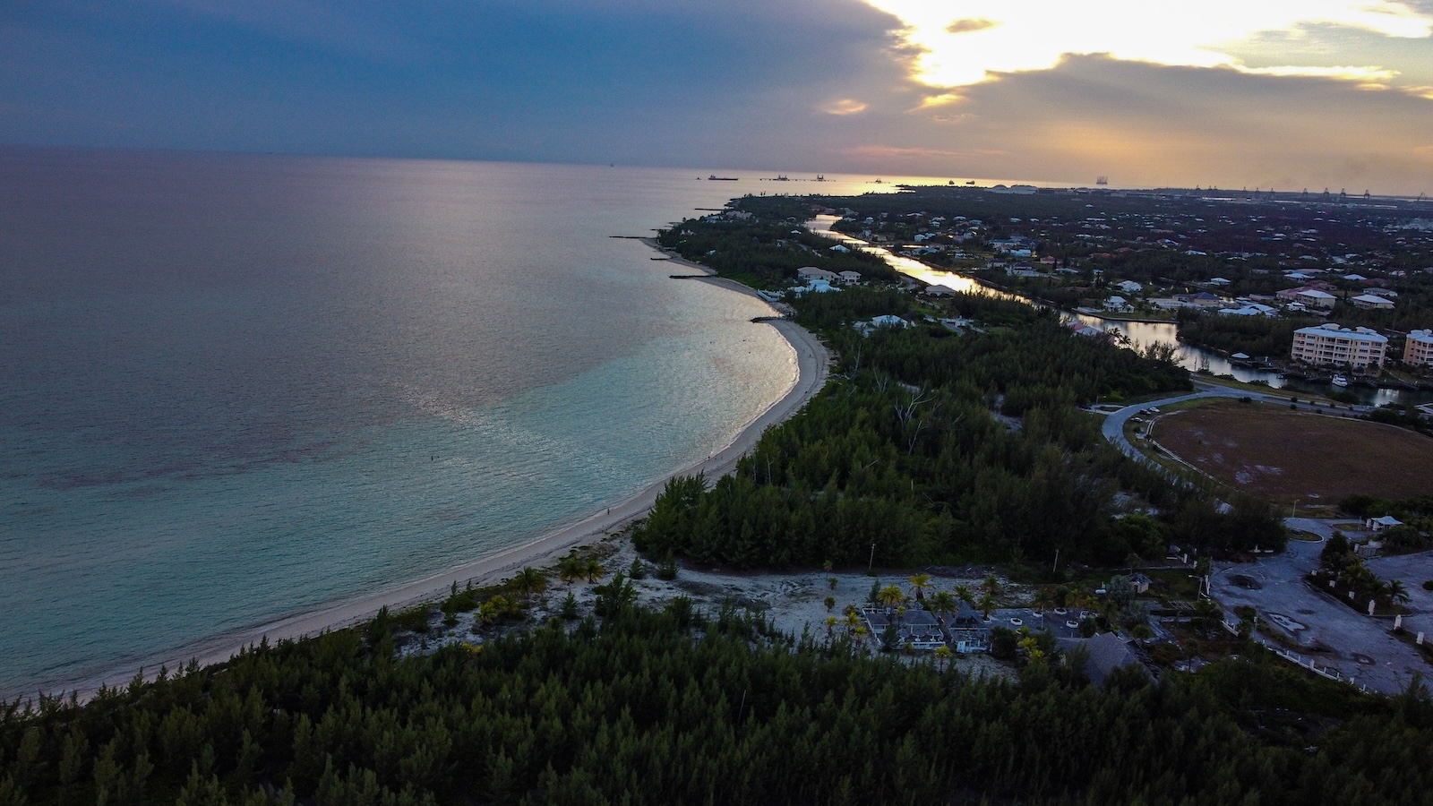 An aerial view of Xanadu beach, Freeport Grand Bahama, Bahamas