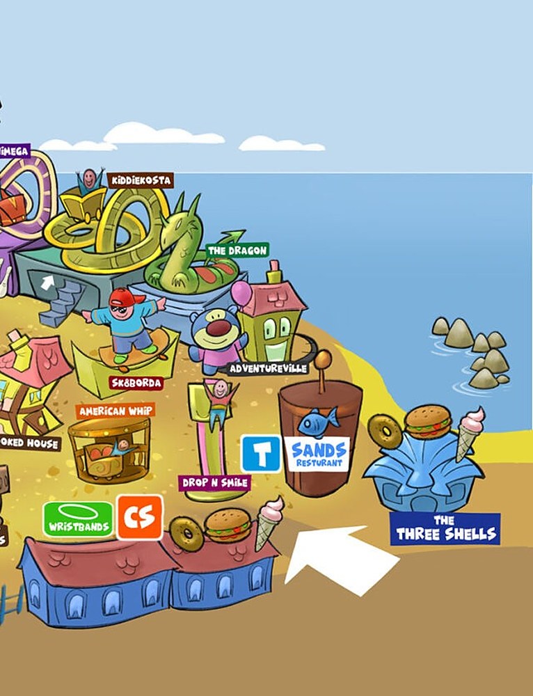 Saved map detail of the Dragon and family rides at Adventure Island