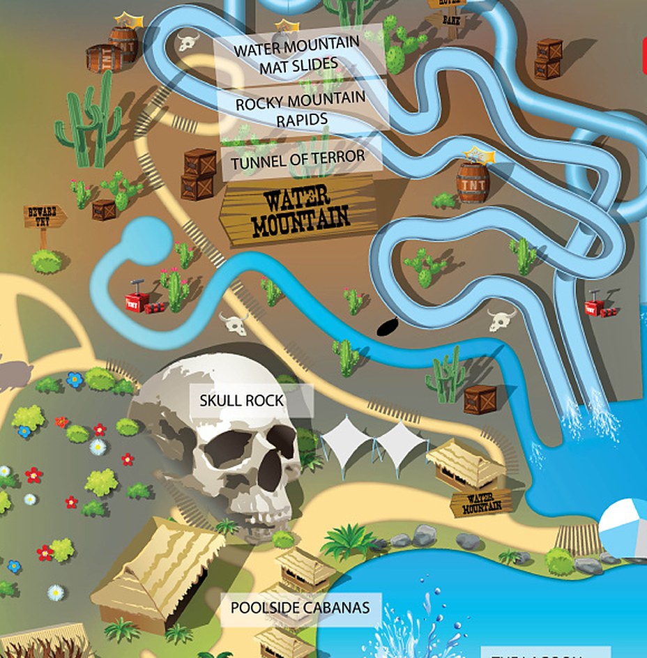 Map detail of the water park at Adventure World Perth