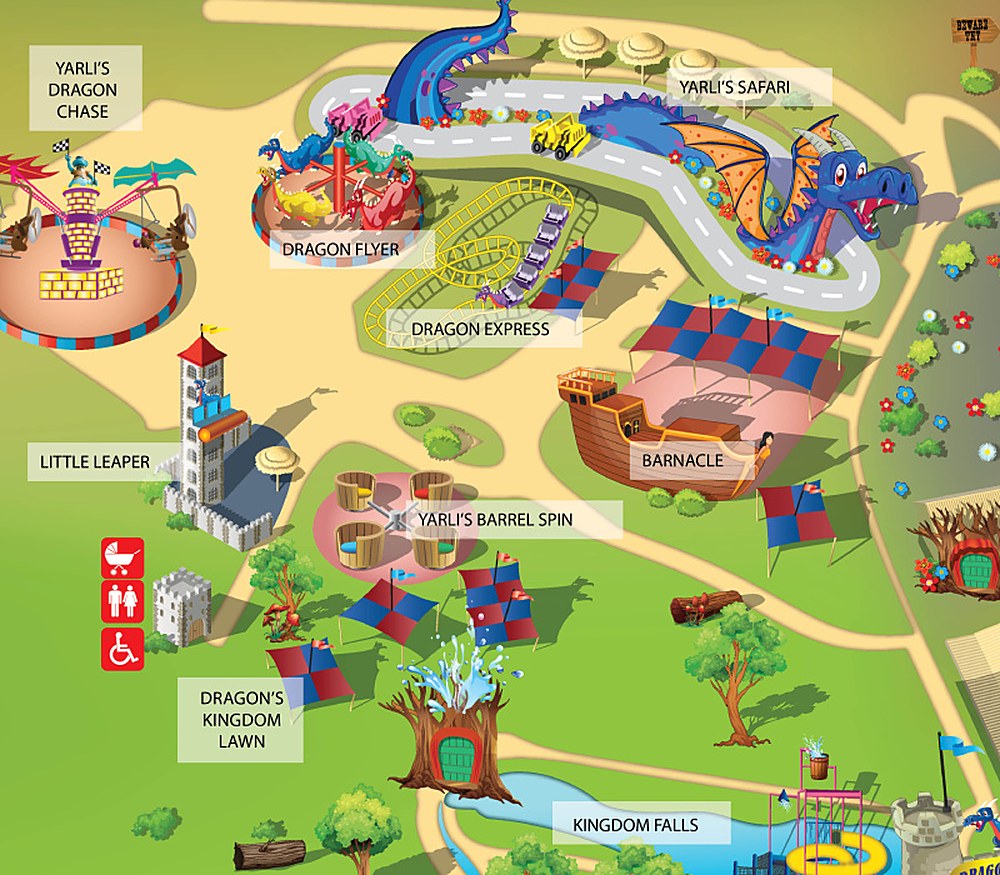 Map detail of the family zone at Adventure World Perth