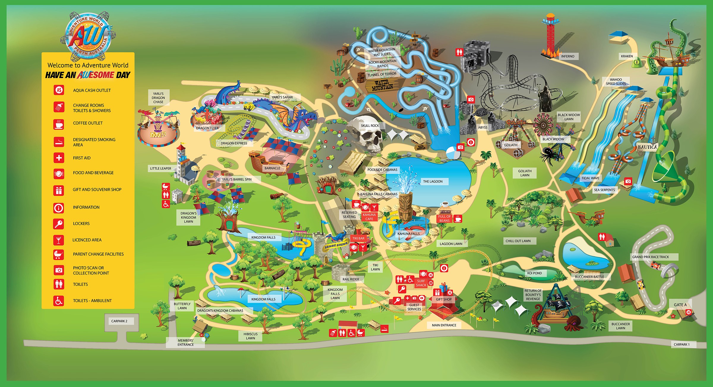 Official Adventure World Perth park map for 2026