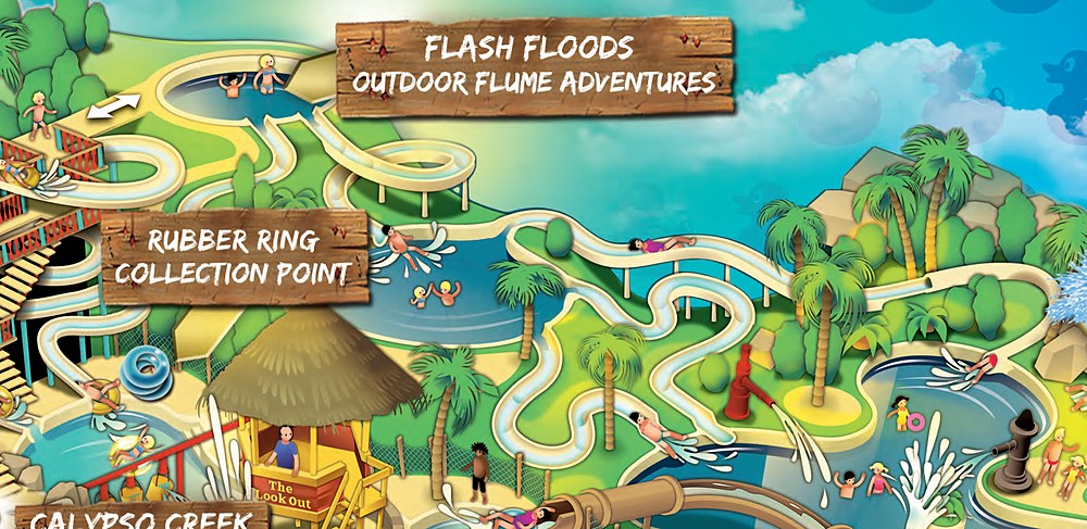 Map detail of Flash Floods and the Lazy River at Alton Towers Waterpark