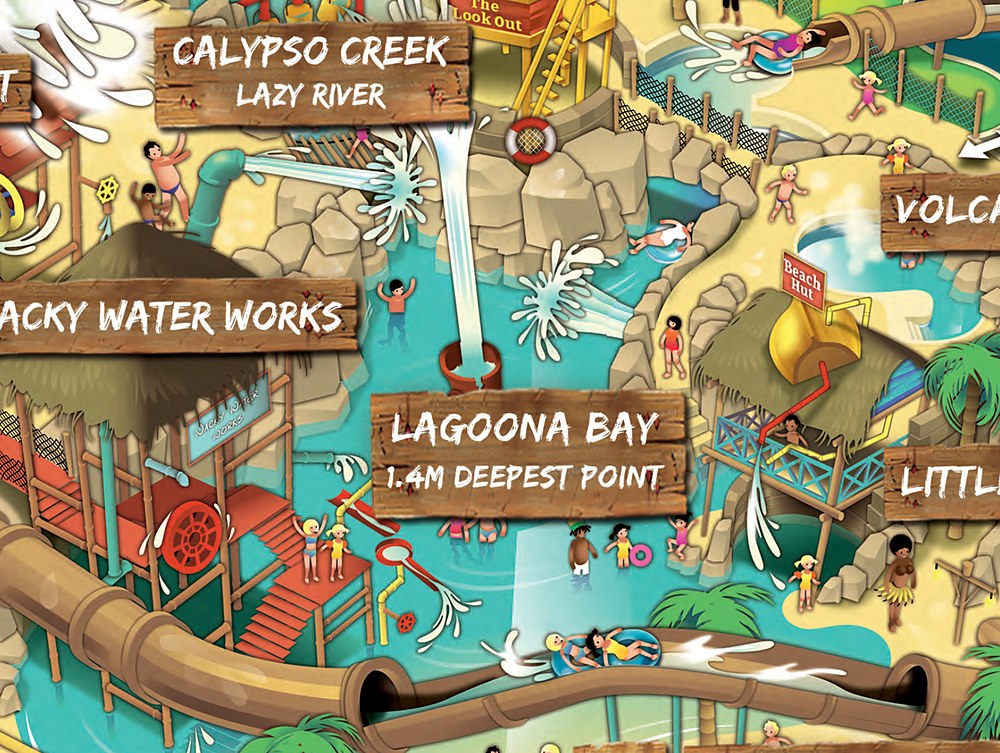 Map detail of Lagoona Bay and Wacky Waterworks at Alton Towers Waterpark
