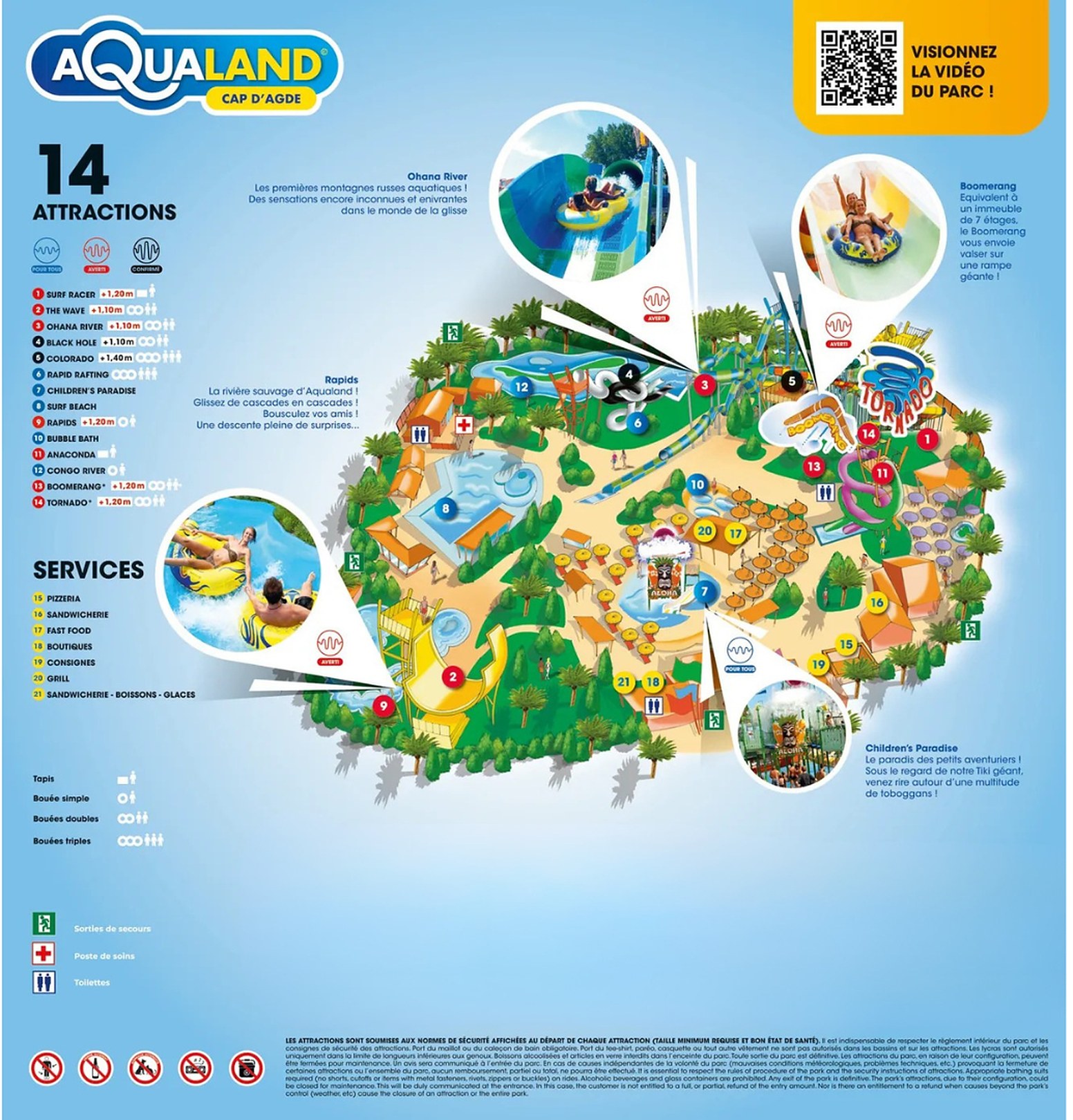 Official Aqualand Cap d'Agde park map for 2026