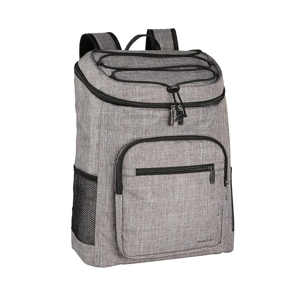 Amazon Basics Insulated Cooler Backpack for Camping and Hiking, Portable Soft Sided Cooler with 30 Can Capacit