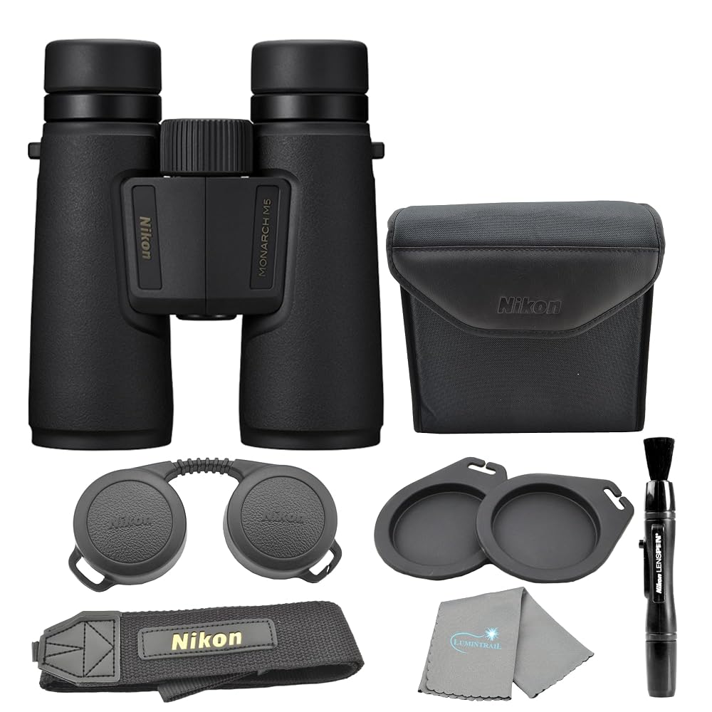 Nikon Monarch M5 12x42 (16769) Black Binoculars Bundle with Lens Pen and Cleaning Cloth, Compact Binoculars fo