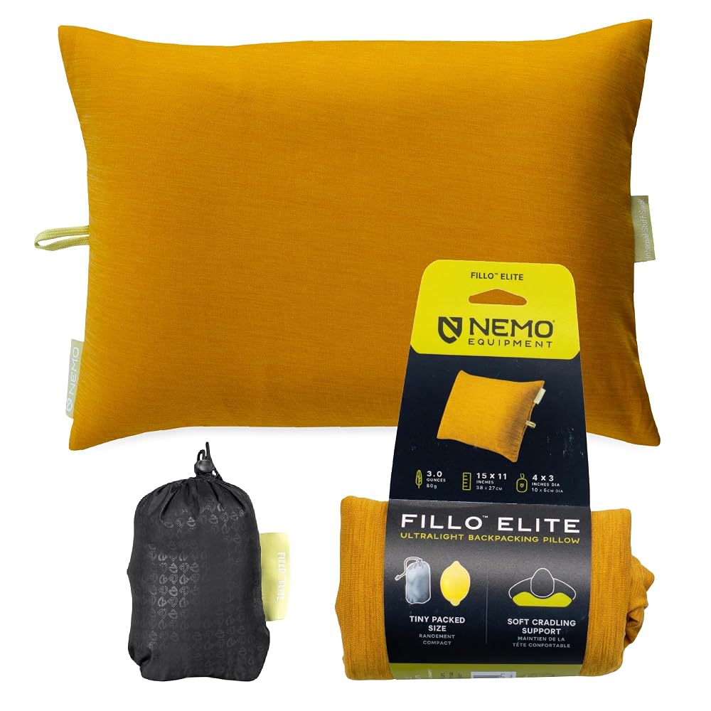 Nemo Equipment Fillo Elite Ultralight Backpacking & Camping Pillow: One Size: Mango/Citron