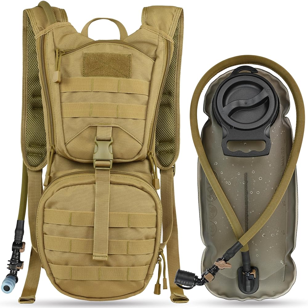 MARCHWAY Tactical Molle Hydration Pack Backpack with 3L TPU Water Bladder, Military Daypack for Cycling, Hikin