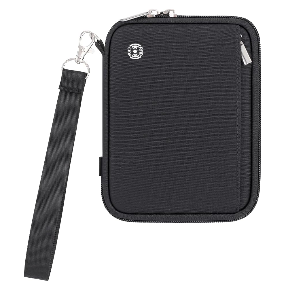 WALNEW Passport Holder Family for 4, RFID Blocking Travel Wallet Women Men, Lightweight Zipper Document Organi