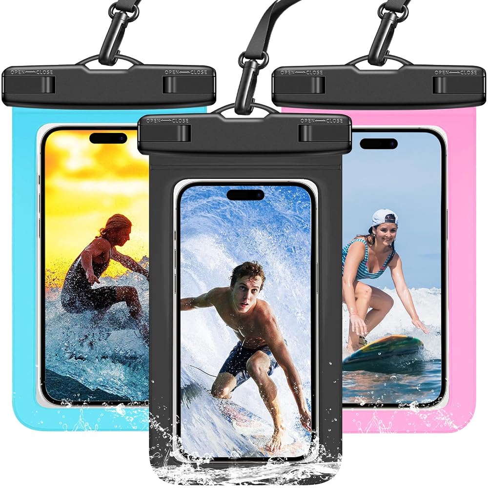 3 Pack Waterproof Phone Pouch IPX8 Universal Waterproof Case Dry Bag Phone Protector for iPhone 17/16/15/14 Pr