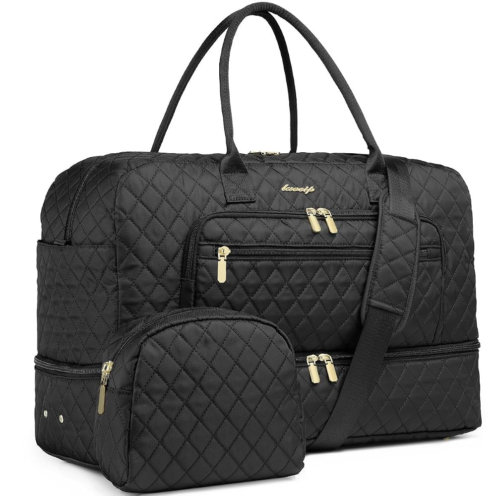LUOCIP Large Women Travel Duffle Bag, Carry on Bag with Wet Toiletry Pocket for Overnight, Weekend, Yoga, Gym,