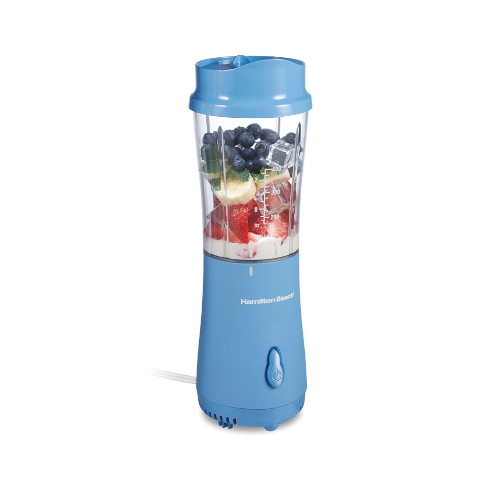 Hamilton Beach Portable Blender for Shakes and Smoothies, 14 Oz BPA Free Travel Cup & Lid, Durable Stainless S