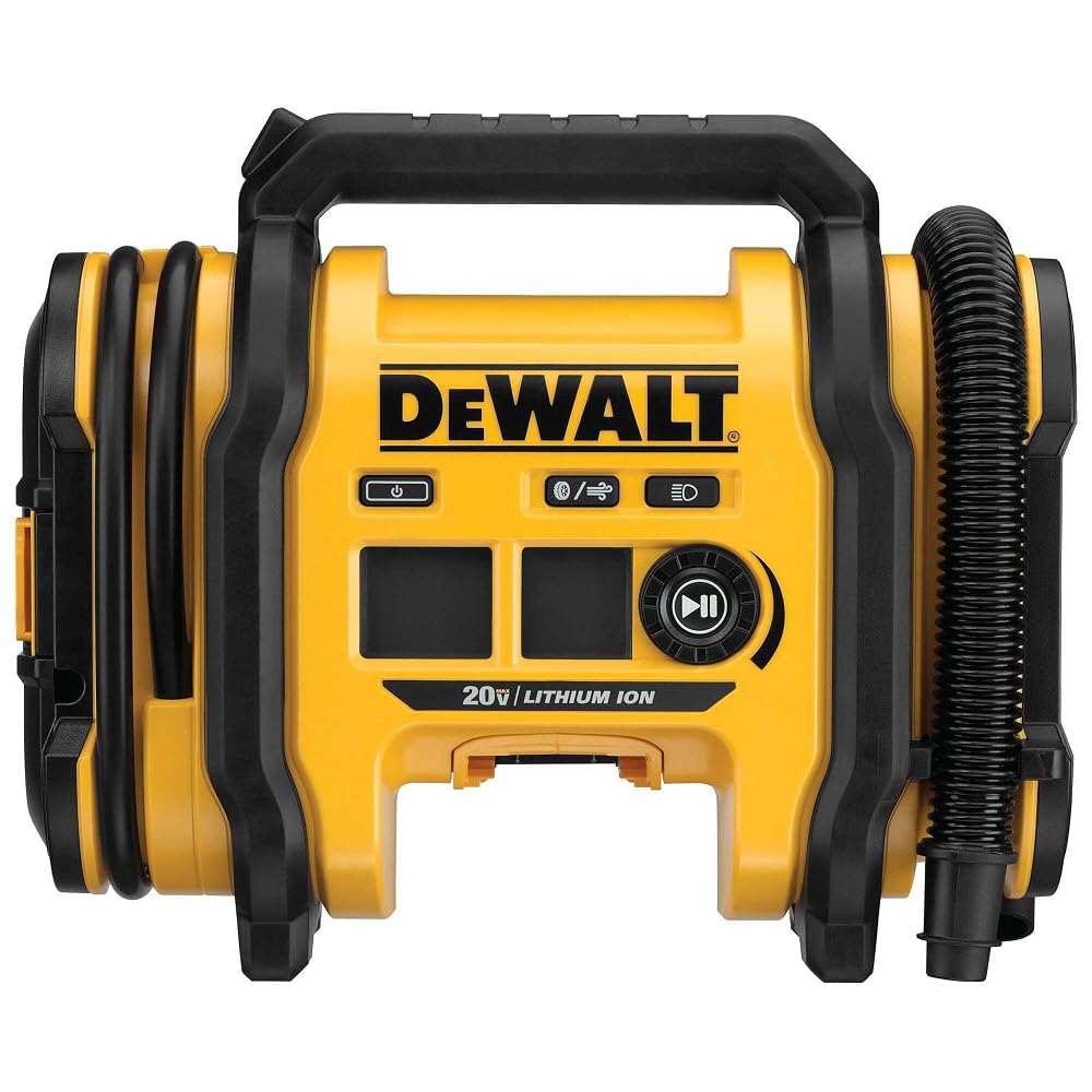 DEWALT Tire Inflator Portable Air Compressor 20V MAX, Car Air Pump with Automatic Shut Off, LED Light, Tool On