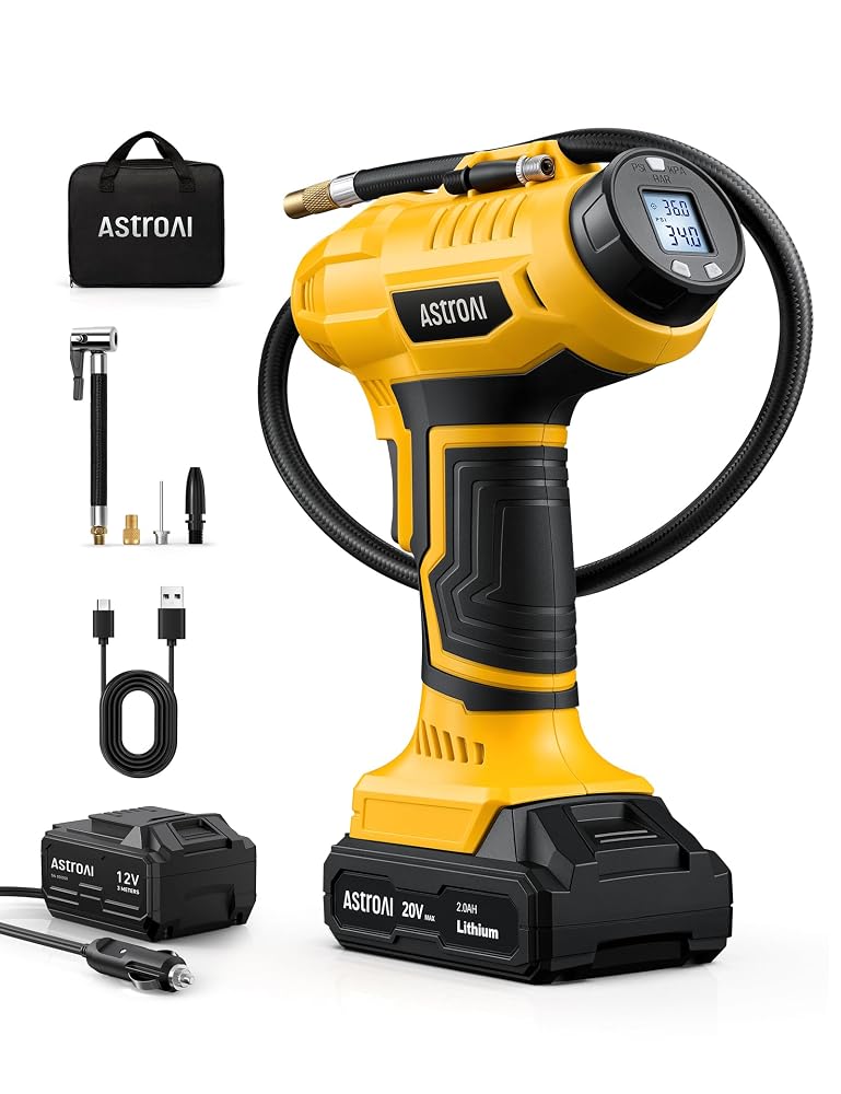 AstroAI Cordless Tire Inflator Portable Air Compressor Fast Inflation 160 PSI Air Pump 20V Rechargeable Batter