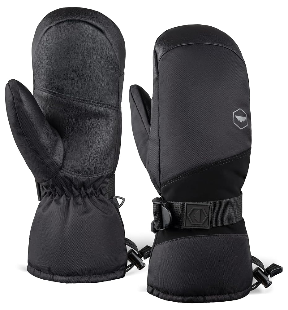 Tough Outdoors Ski Mittens: Waterproof Mittens for Men & Women: Insulated Winter Gloves: Palm Grip Skiing A