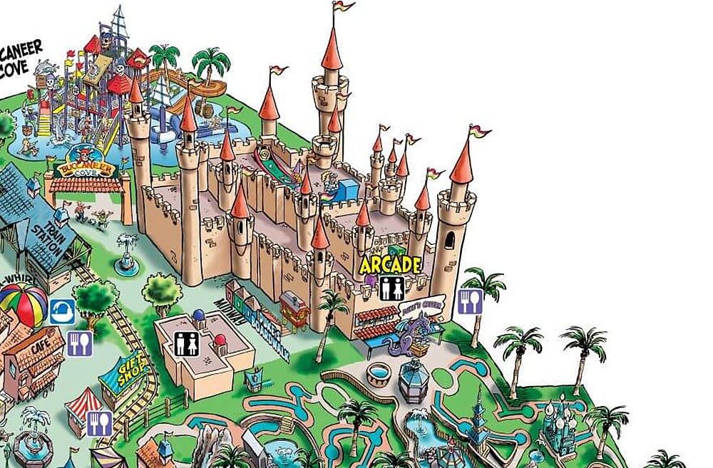 Archived Castle Park map detail showing the Castle and Buccaneer Cove