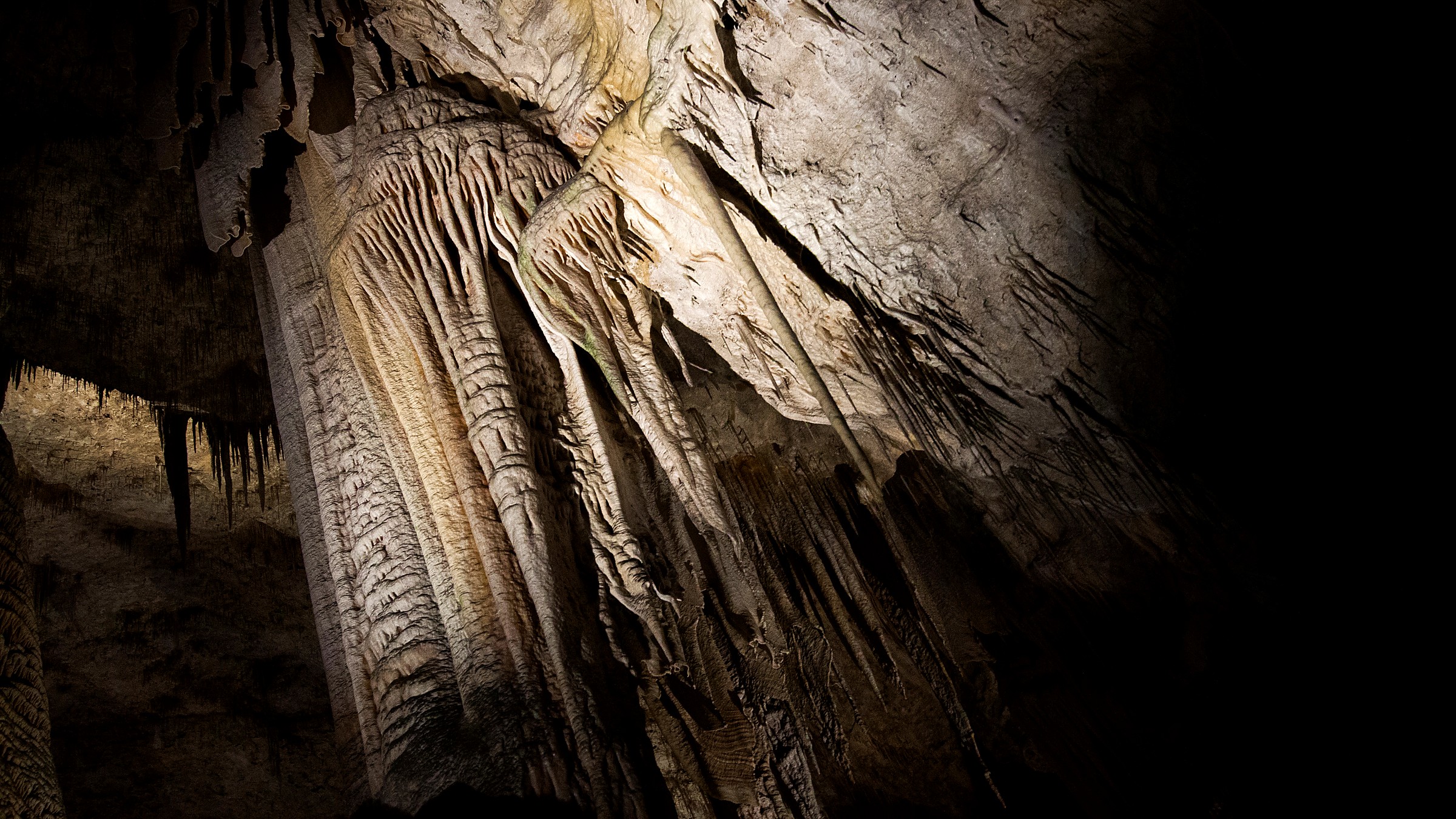 Massive limestone chambers under Chihuahuan Desert at Carlsbad Caverns National Park