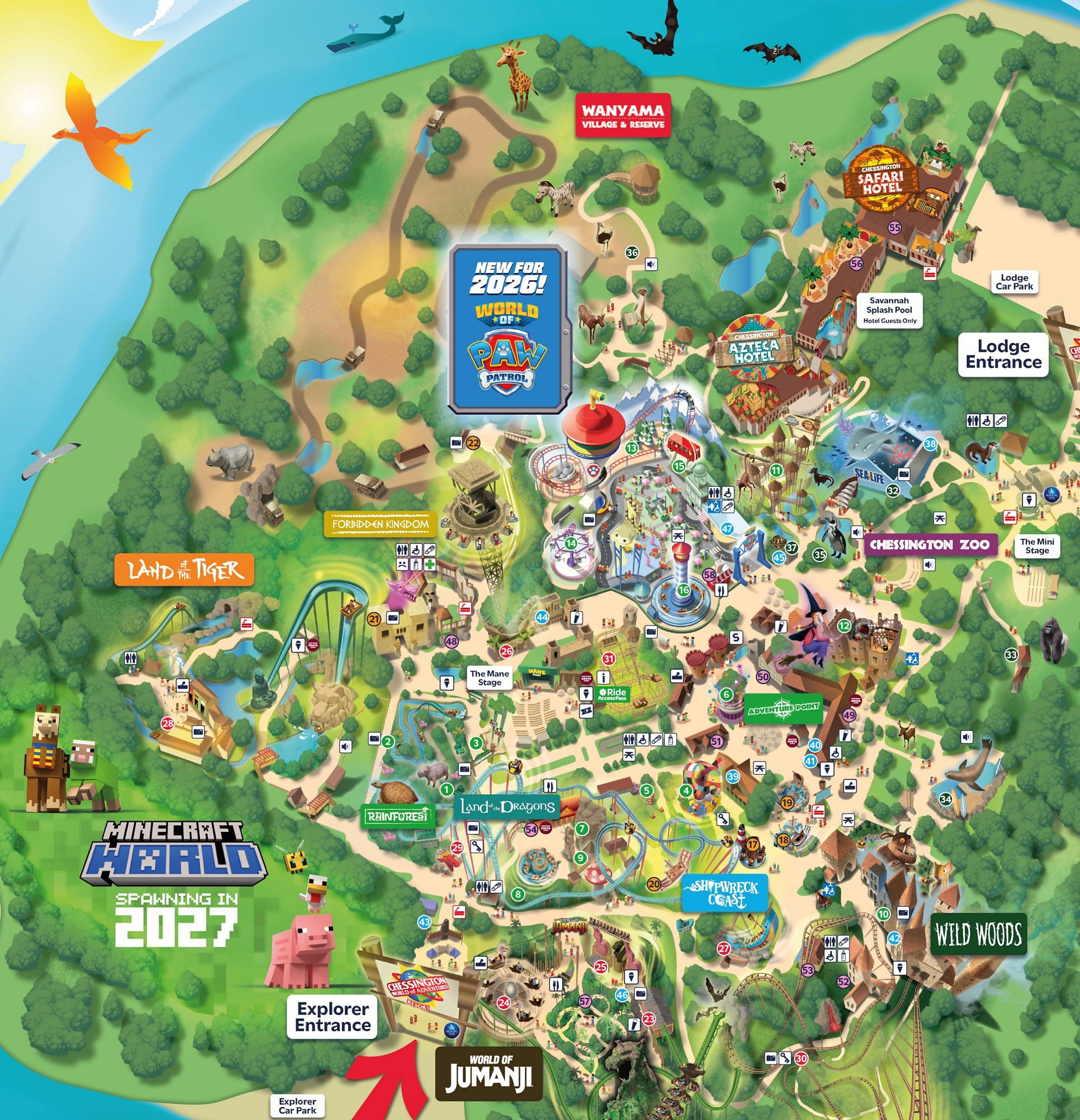 Official Chessington World of Adventures park map for 2026