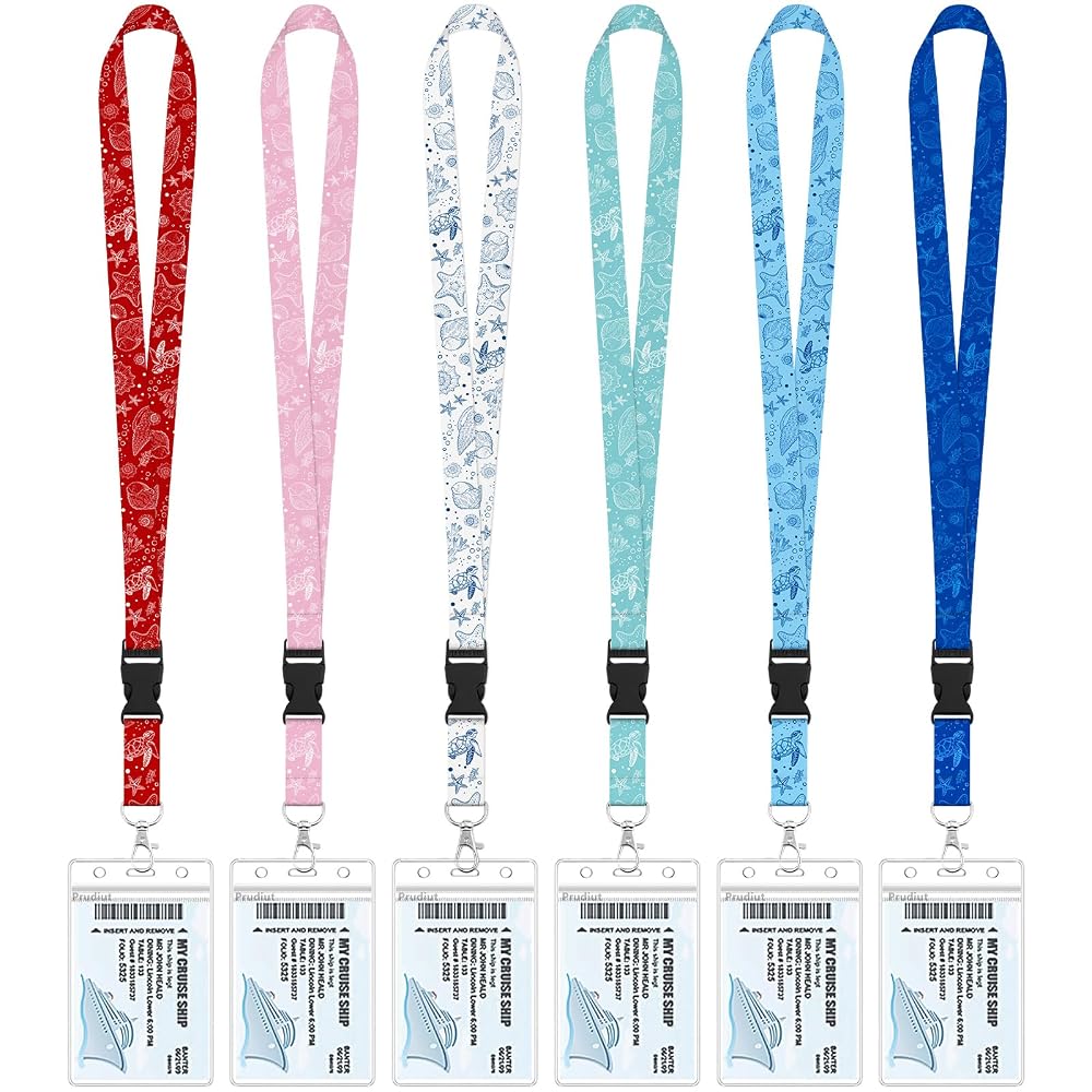 6 Pack Lanyards for Cruise Ship Cards with Waterproof ID Card Badge