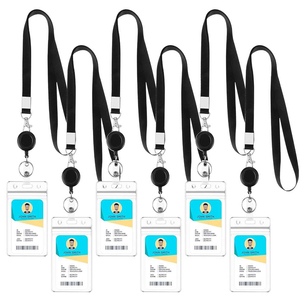 6 Pack Lanyards for ID Badges Holder Retractable Lanyards for Cruise