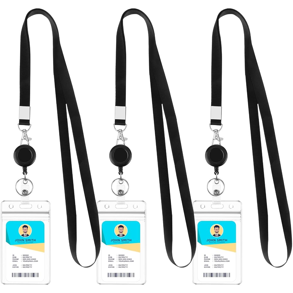 3 Pack Lanyards for ID Badges Holder Retractable Lanyards for Cruise