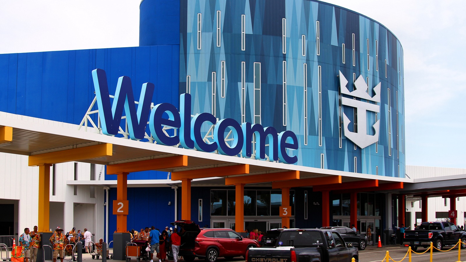 Royal Caribbean cruise terminal entrance at the Port of Galveston