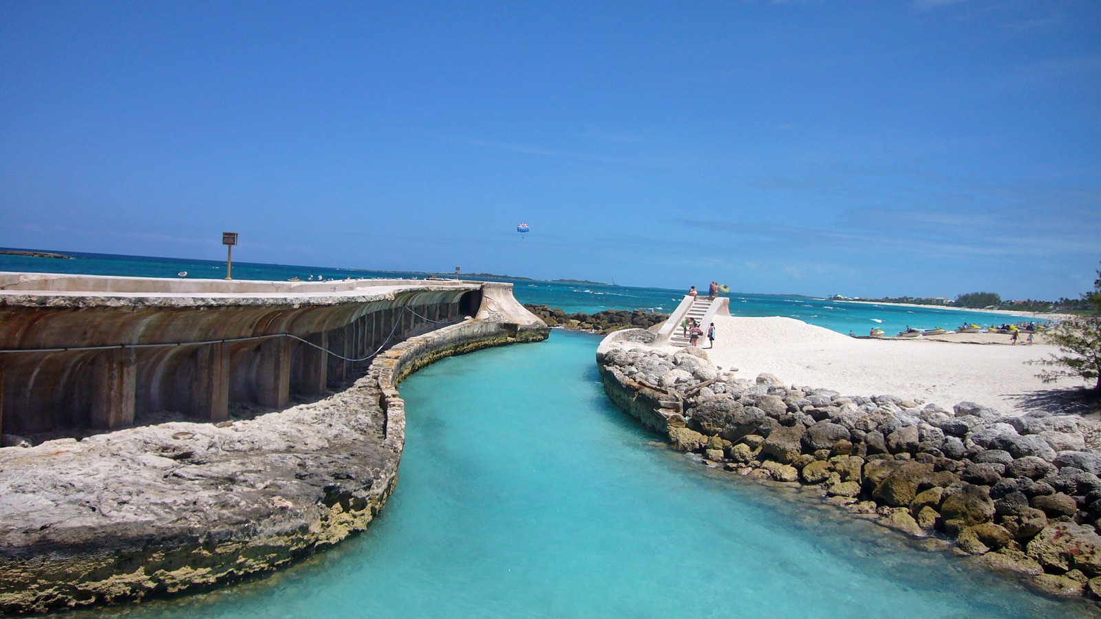 Beach cove and turquoise water at Paradise Island Bahamas near Atlantis