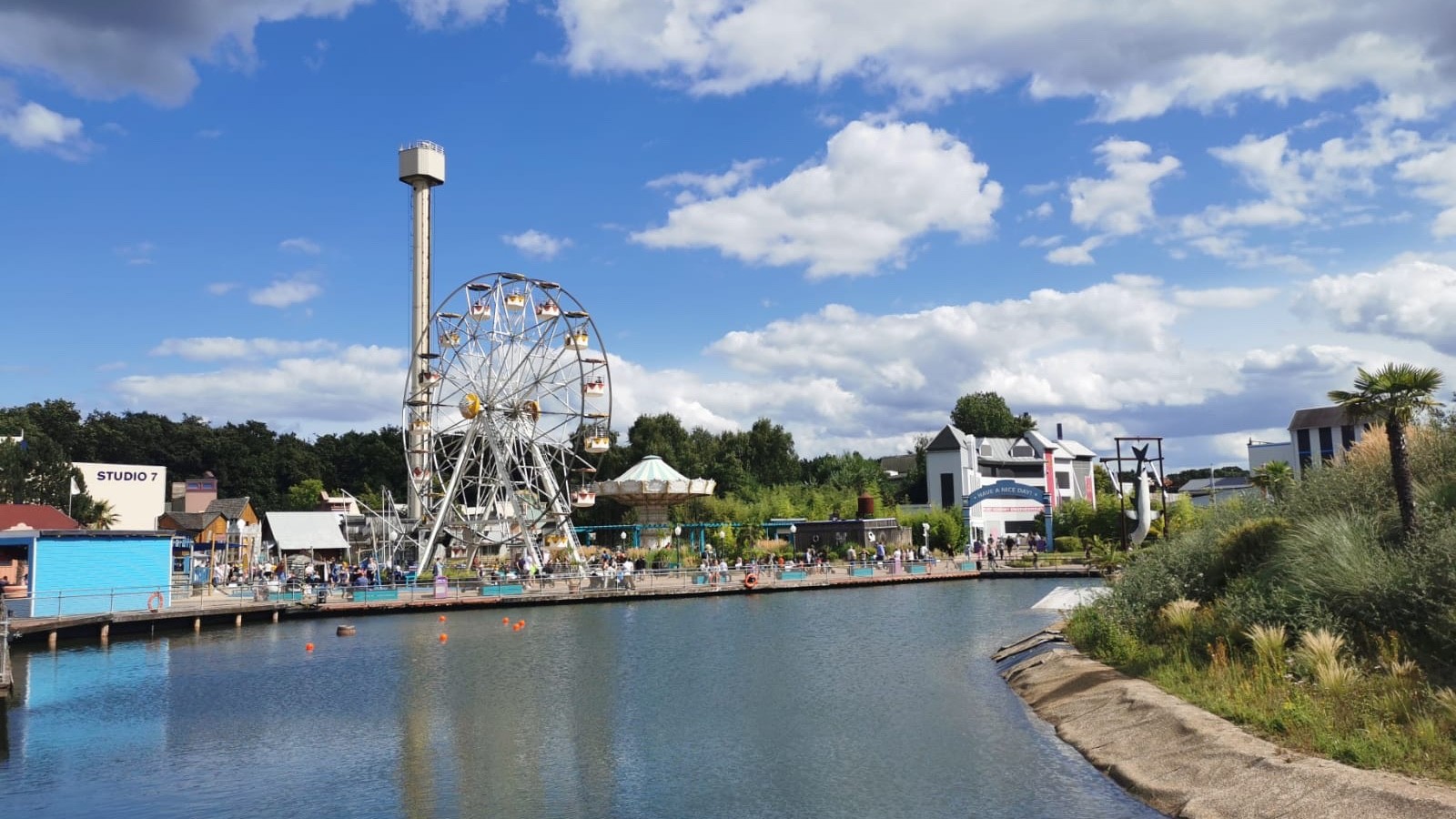 Movie Park Germany park grounds and Santa Monica Wheel in Bottrop, Germany