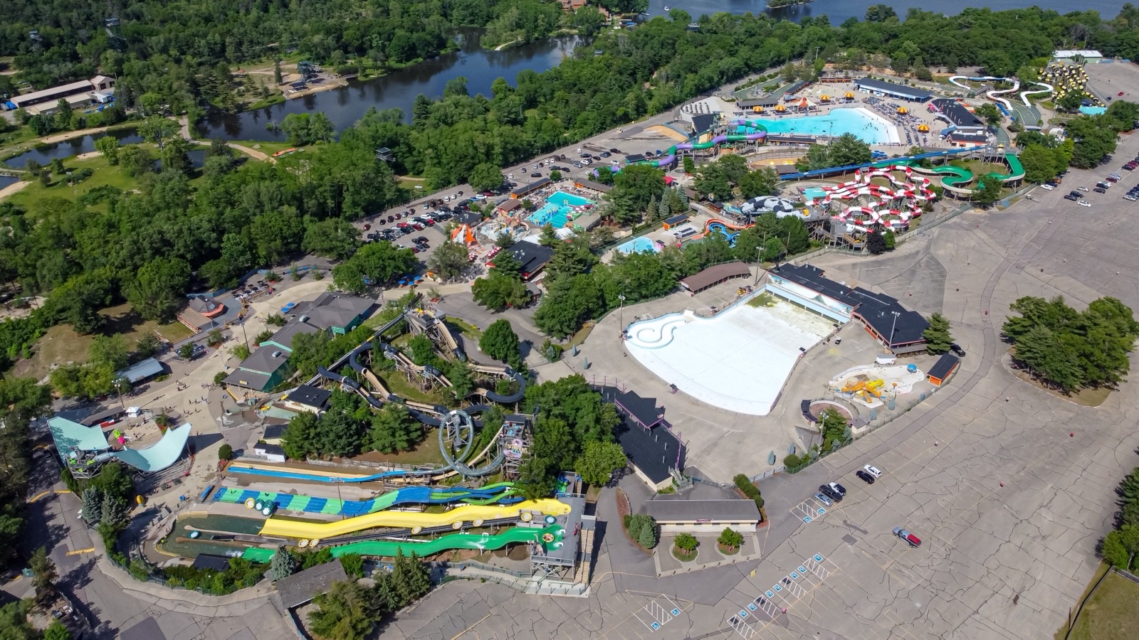 Aerial view of Noah's Ark Waterpark in Wisconsin Dells