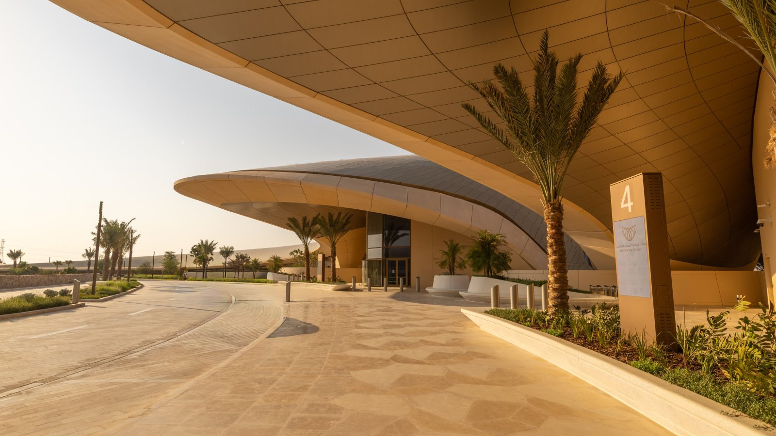Red Sea International Airport terminal entrance in Saudi Arabia