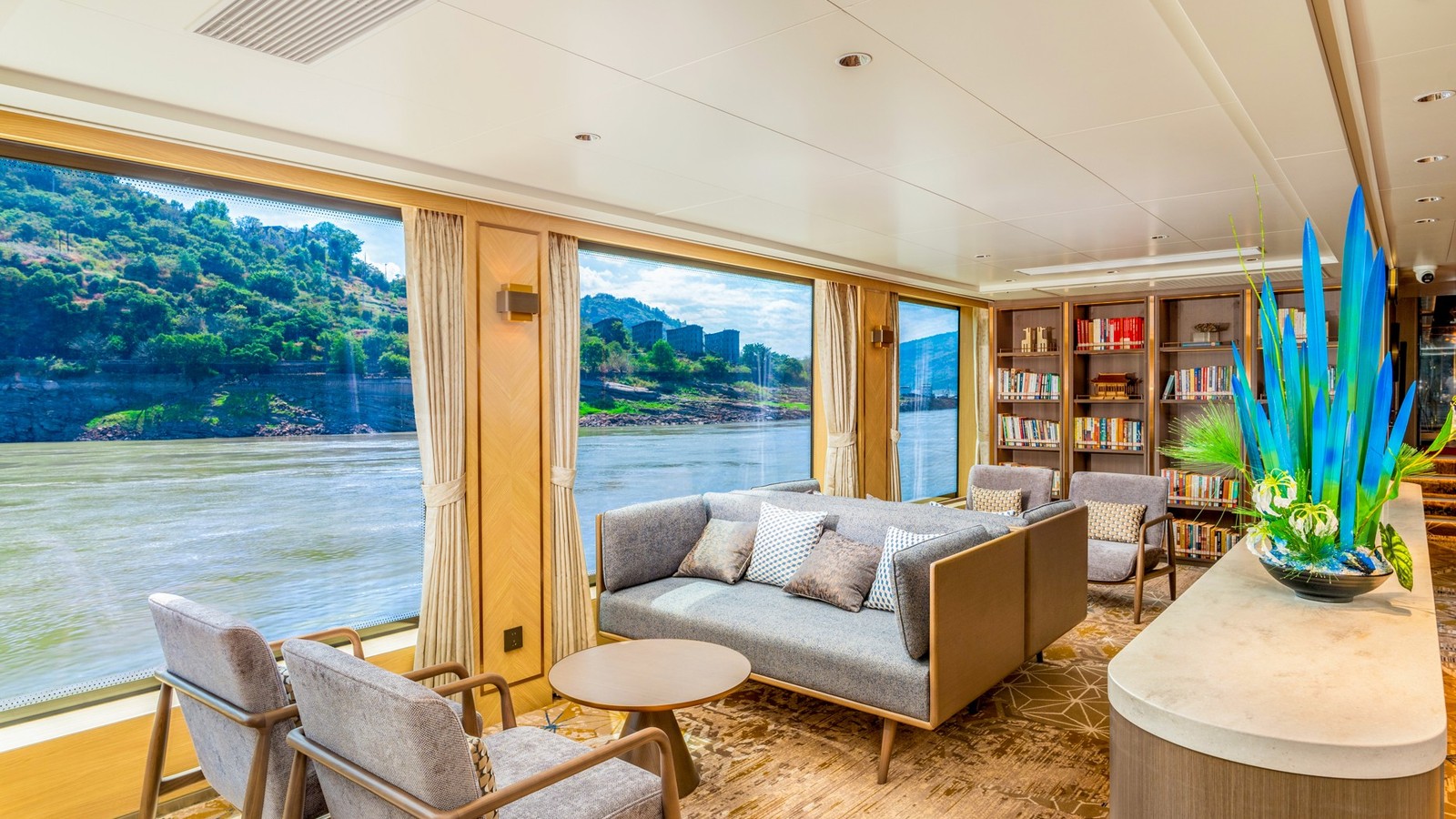 Century Vision library and reading room onboard the new Yangtze river ship