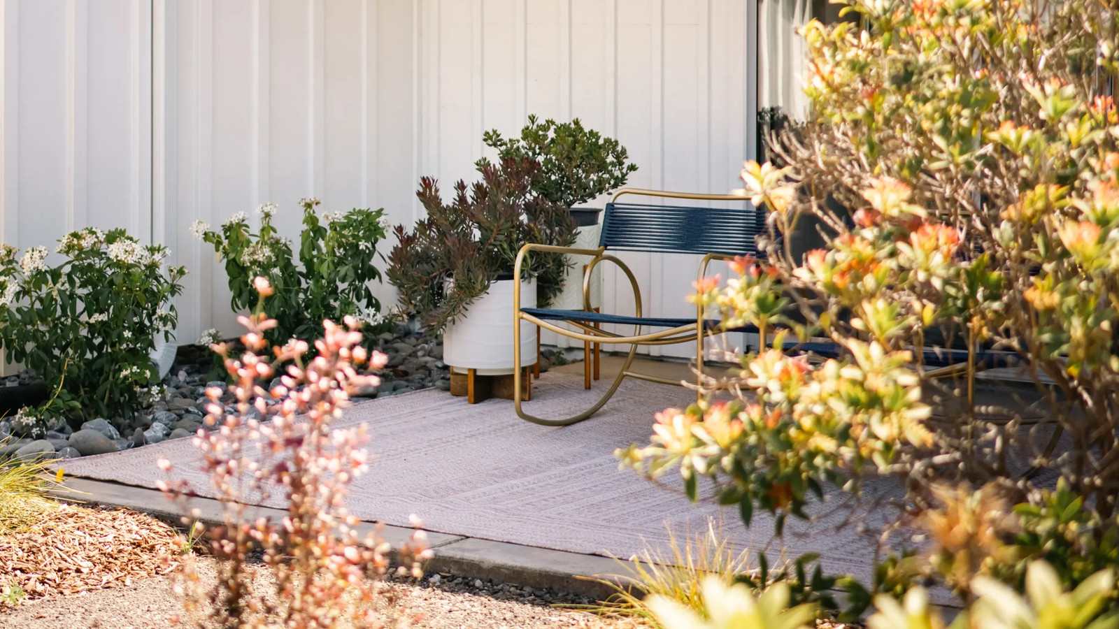 Exterior garden view of Mendocino Cove guest suites on the Mendocino Coast