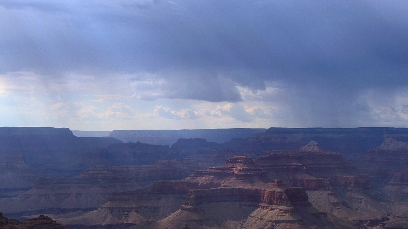 Monsoon storm clouds over Grand Canyon National Park seen from Yavapai Geology Museum