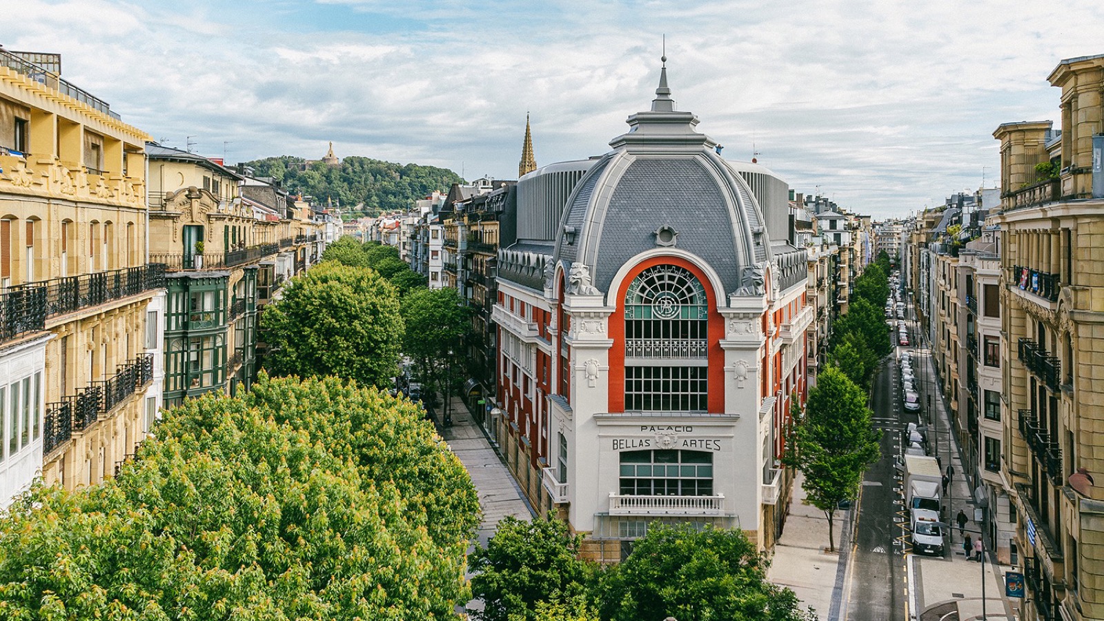 Restored exterior of Hotel Palacio Bellas Artes in central San Sebastian